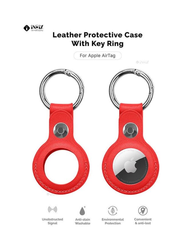 Leather Waterproof Protective Case Cover With Key Ring For Apple AirTag