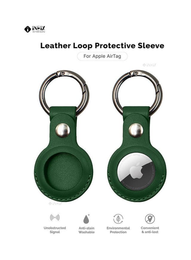 Leather Waterproof Protective Case Cover With Key Ring For Apple AirTag