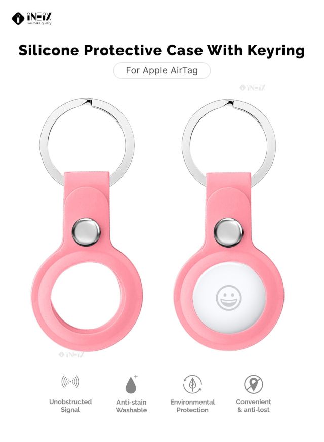 Silicone Protection Case Cover With Key Chain Holder For Apple AirTag