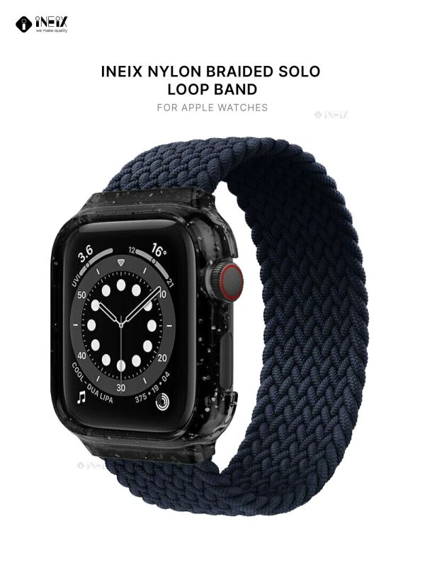 Nylon Braided Solo Loop Replacement Strap With Glittering Case For Apple Watch 40 mm (155 mm Strap Length)