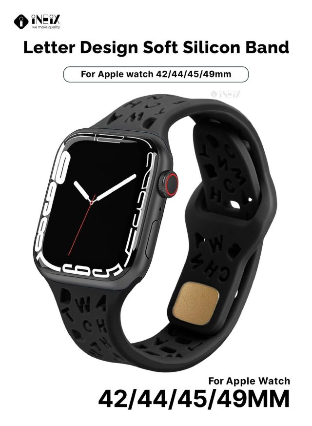 Letter Design Soft Silicon Band for  42, 44, 45 and 49mm