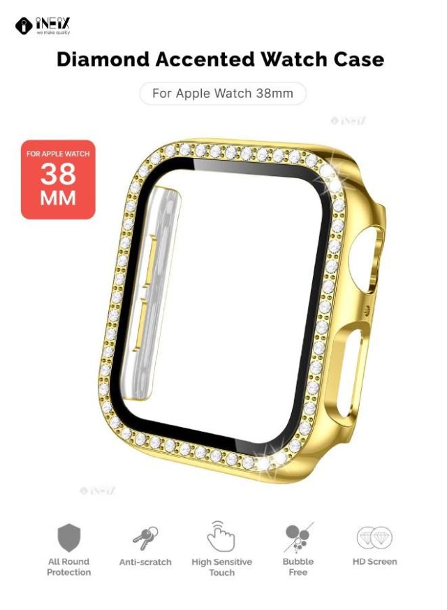 Diamond Accented Case With Screen Protector For Apple Watch 38mm